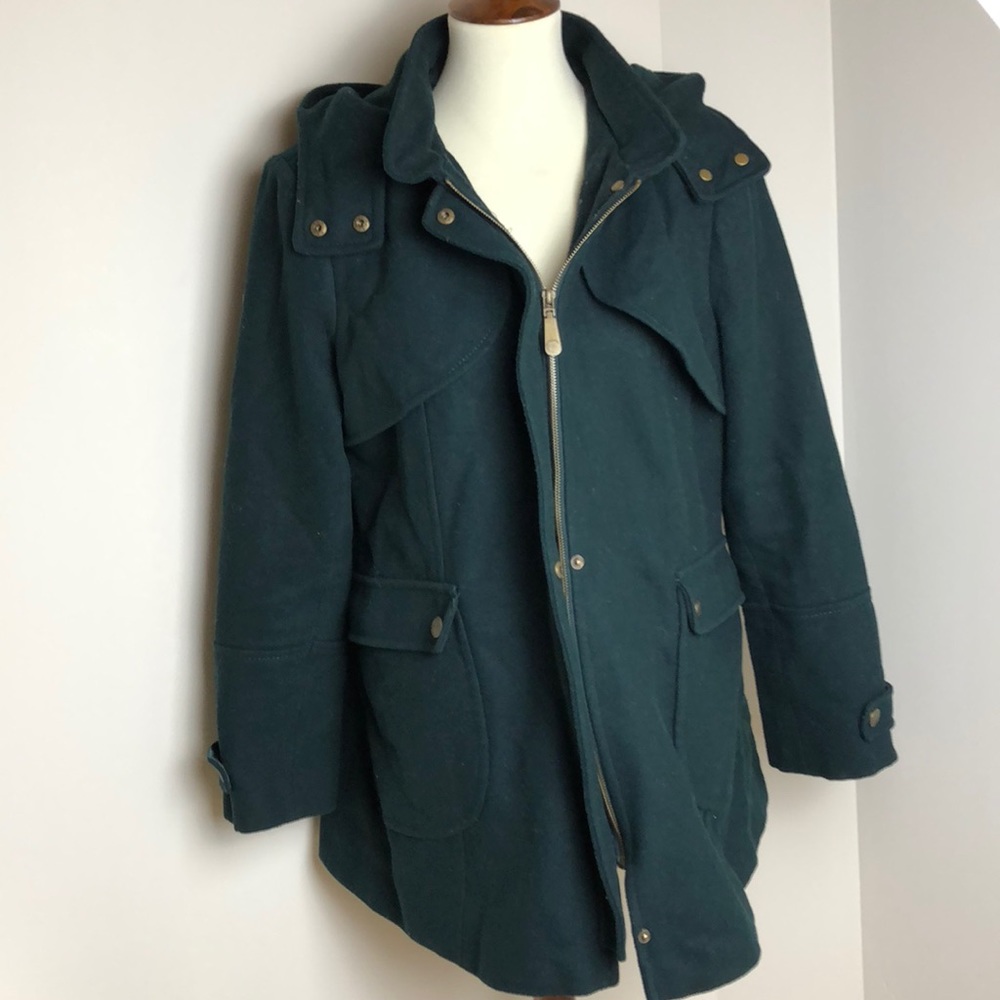 Vince Camuto forest green long wool winter jacket